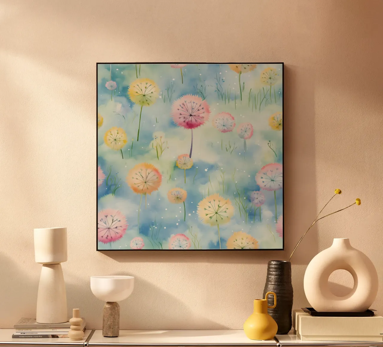 Rainbow Dandelions alu-dibond by Botanical Pattern House