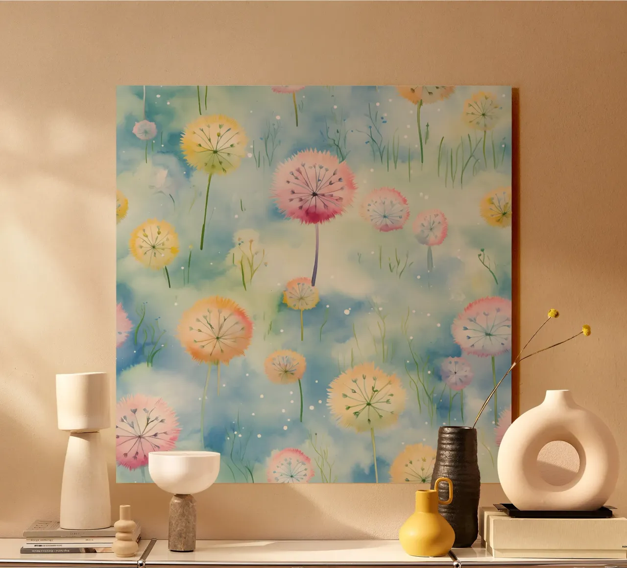 Rainbow Dandelions alu-dibond by Botanical Pattern House