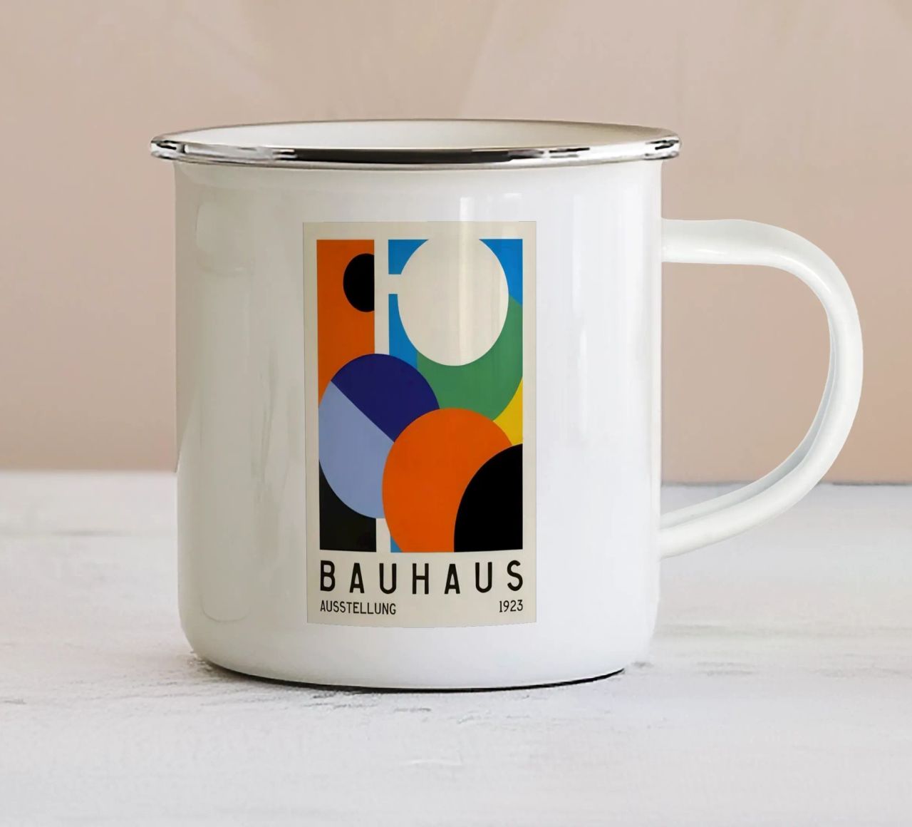 Cerchi a quattro colori tazza in smalto da Piere art Shops