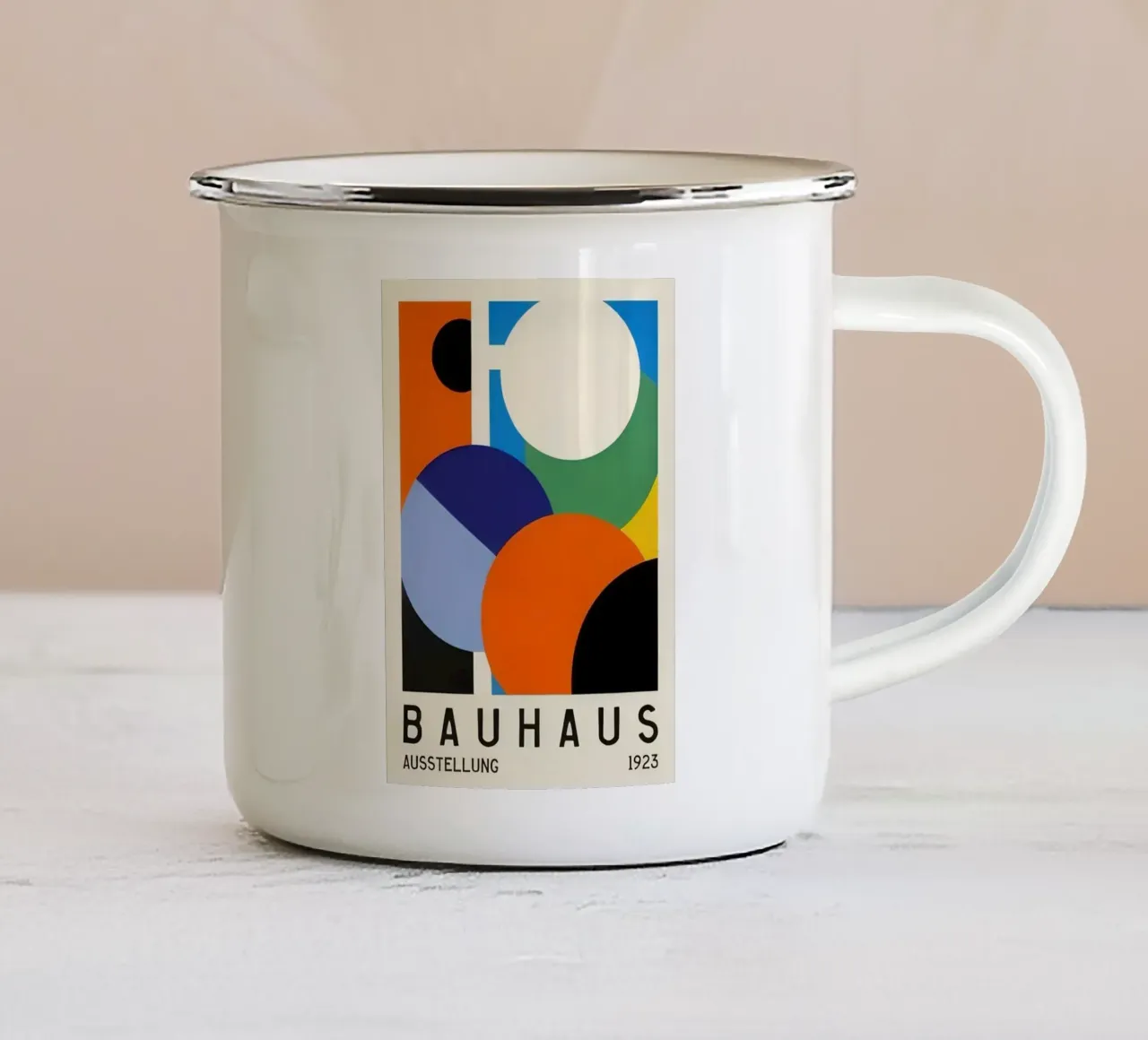Cerchi a quattro colori tazza in smalto da Piere art Shops