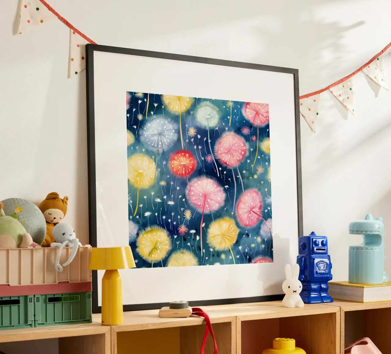 Regenbogen Löwenzahn Poster von Botanical Pattern House