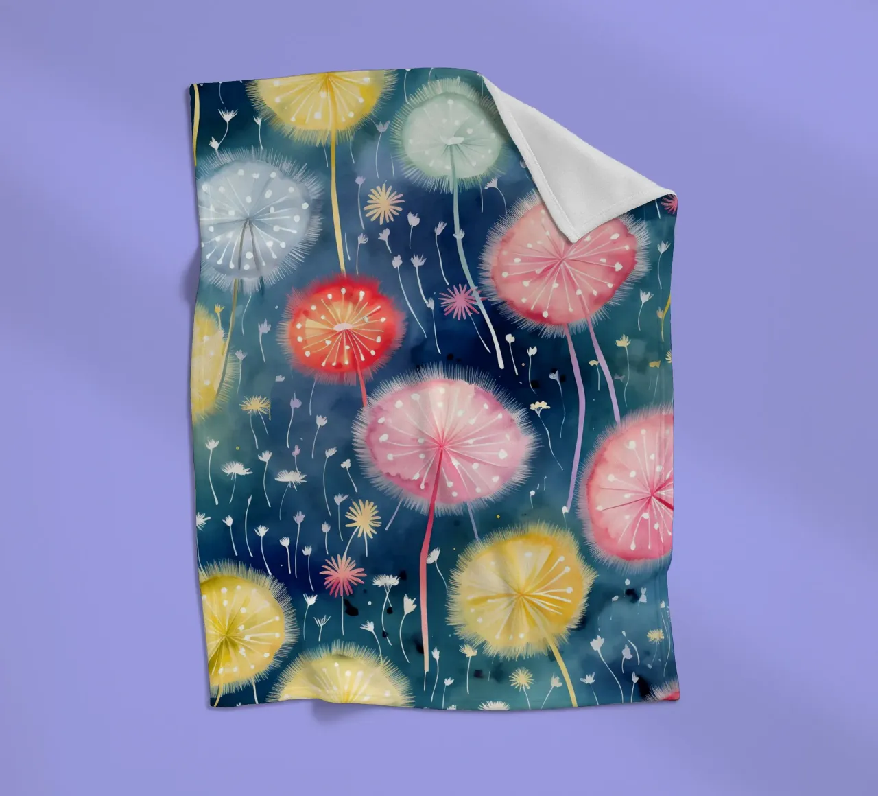 Denti di leone arcobaleno coperta in pile da Botanical Pattern House
