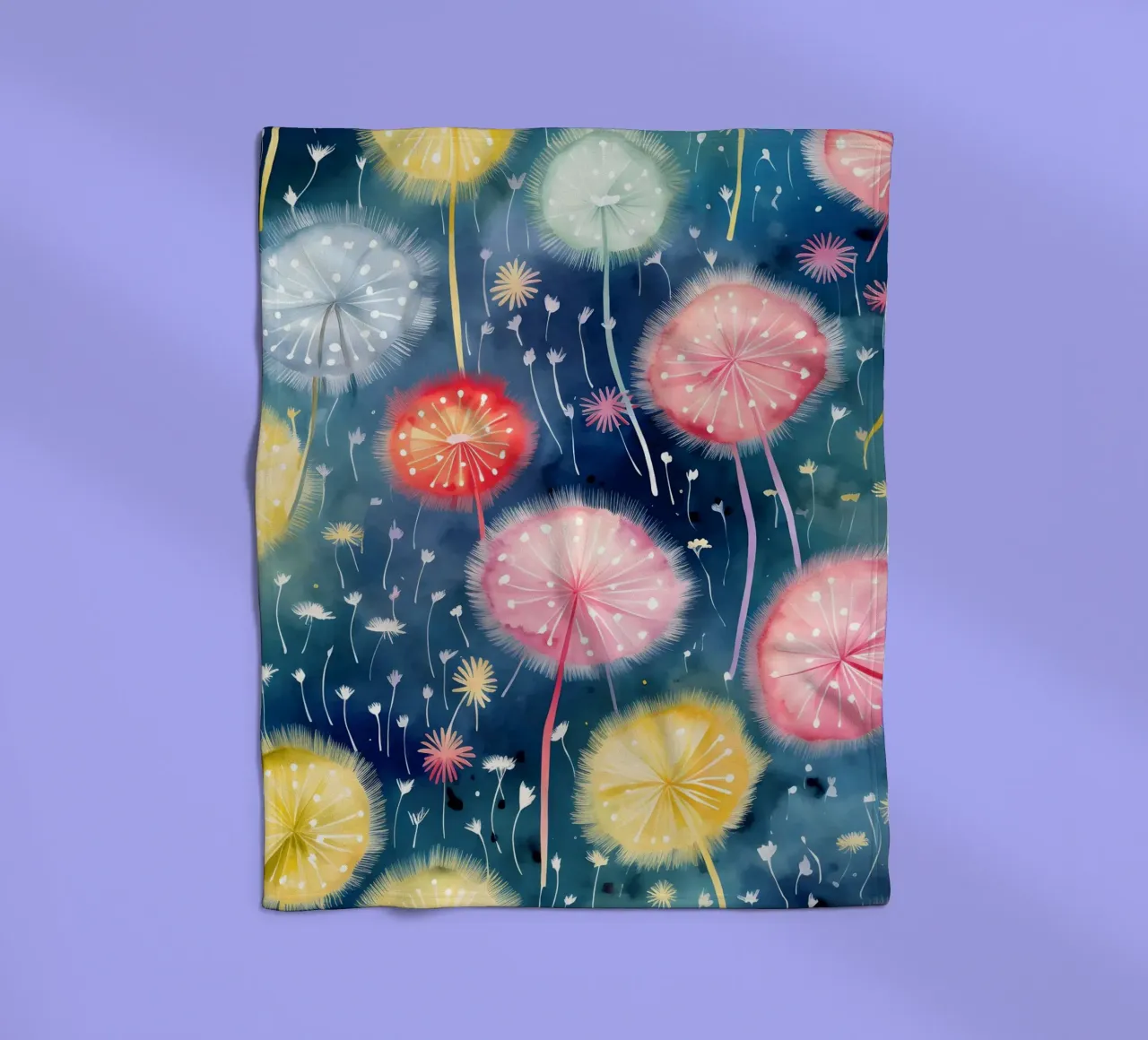 Denti di leone arcobaleno coperta in pile da Botanical Pattern House