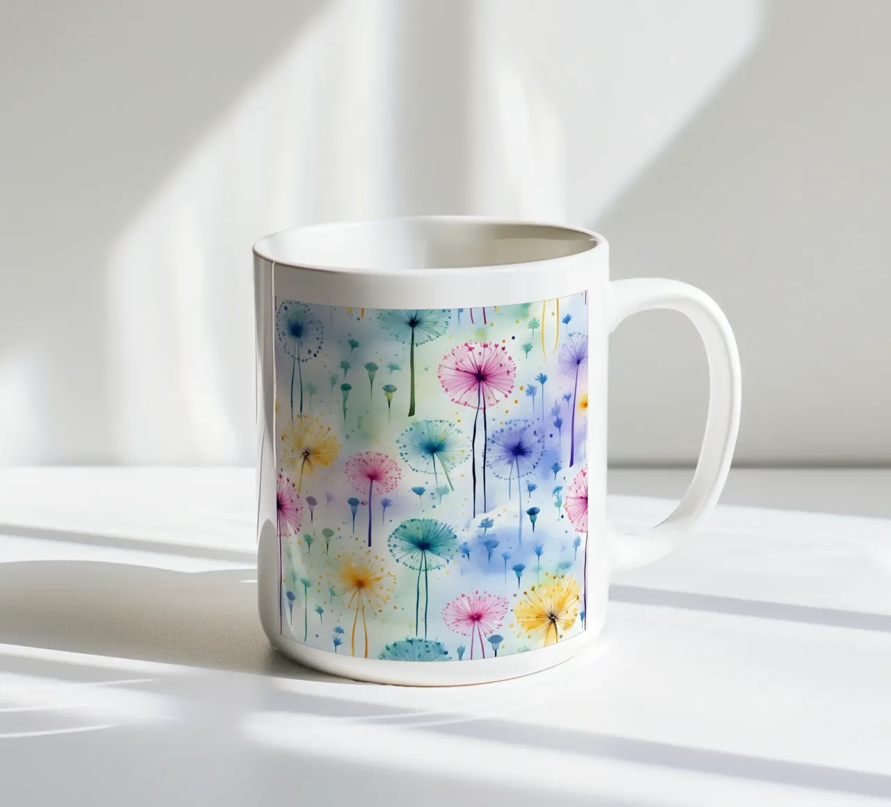 Denti di leone arcobaleno tazza in ceramica da Botanical Pattern House
