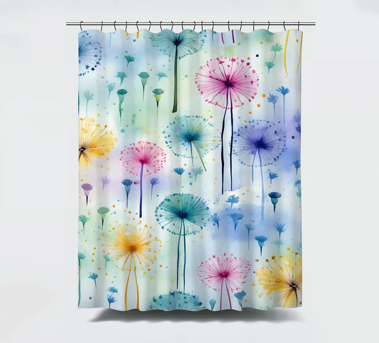 Regenbogen Löwenzahn Duschvorhang von Botanical Pattern House