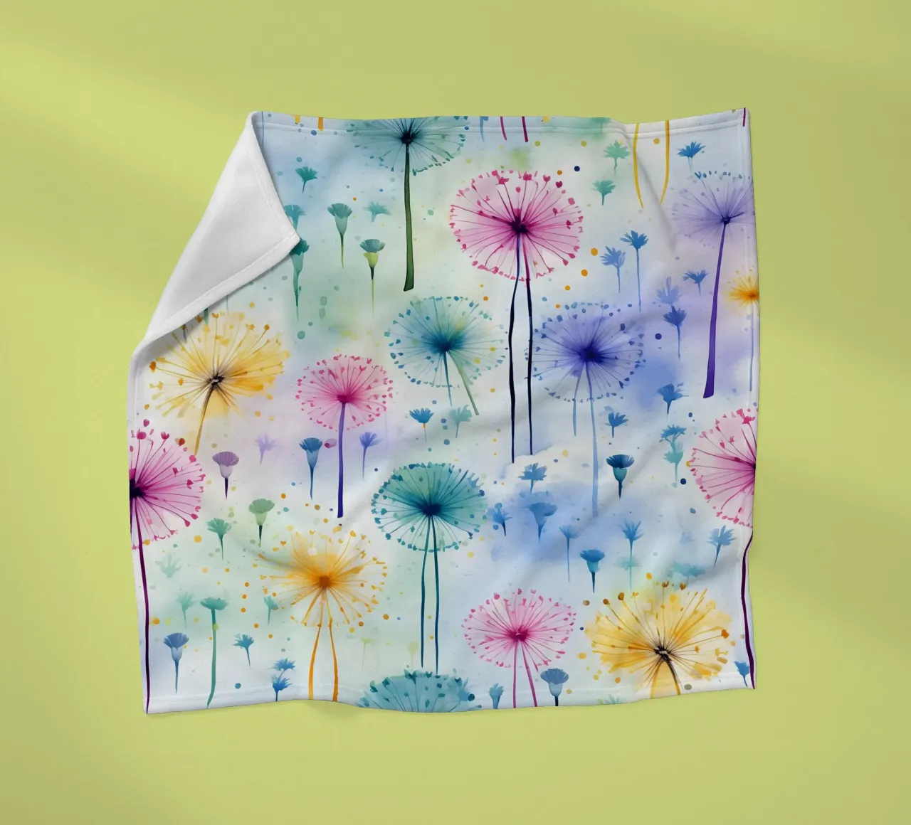 Denti di leone arcobaleno coperta in pile da Botanical Pattern House