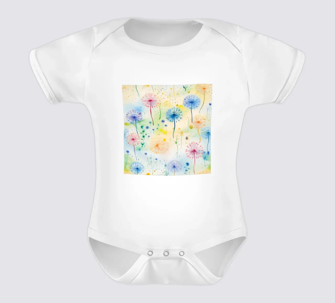 Denti di leone arcobaleno body neonato maniche corte da Botanical Pattern House