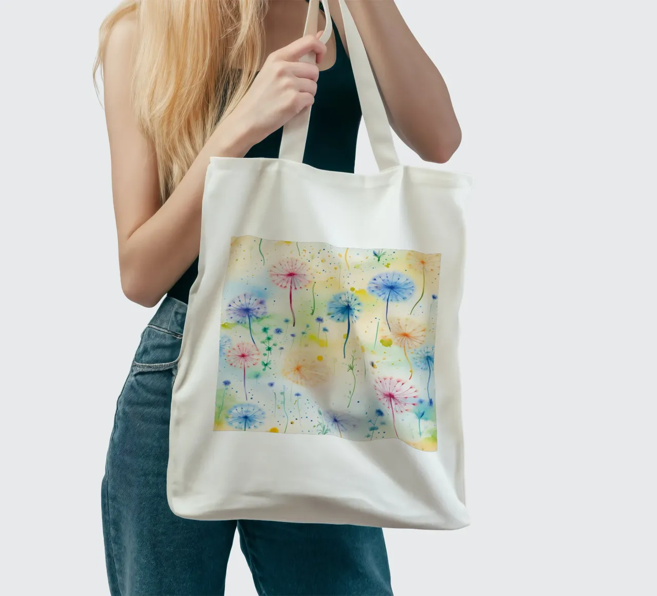 Regenbogen Löwenzahn Jutebeutel von Botanical Pattern House