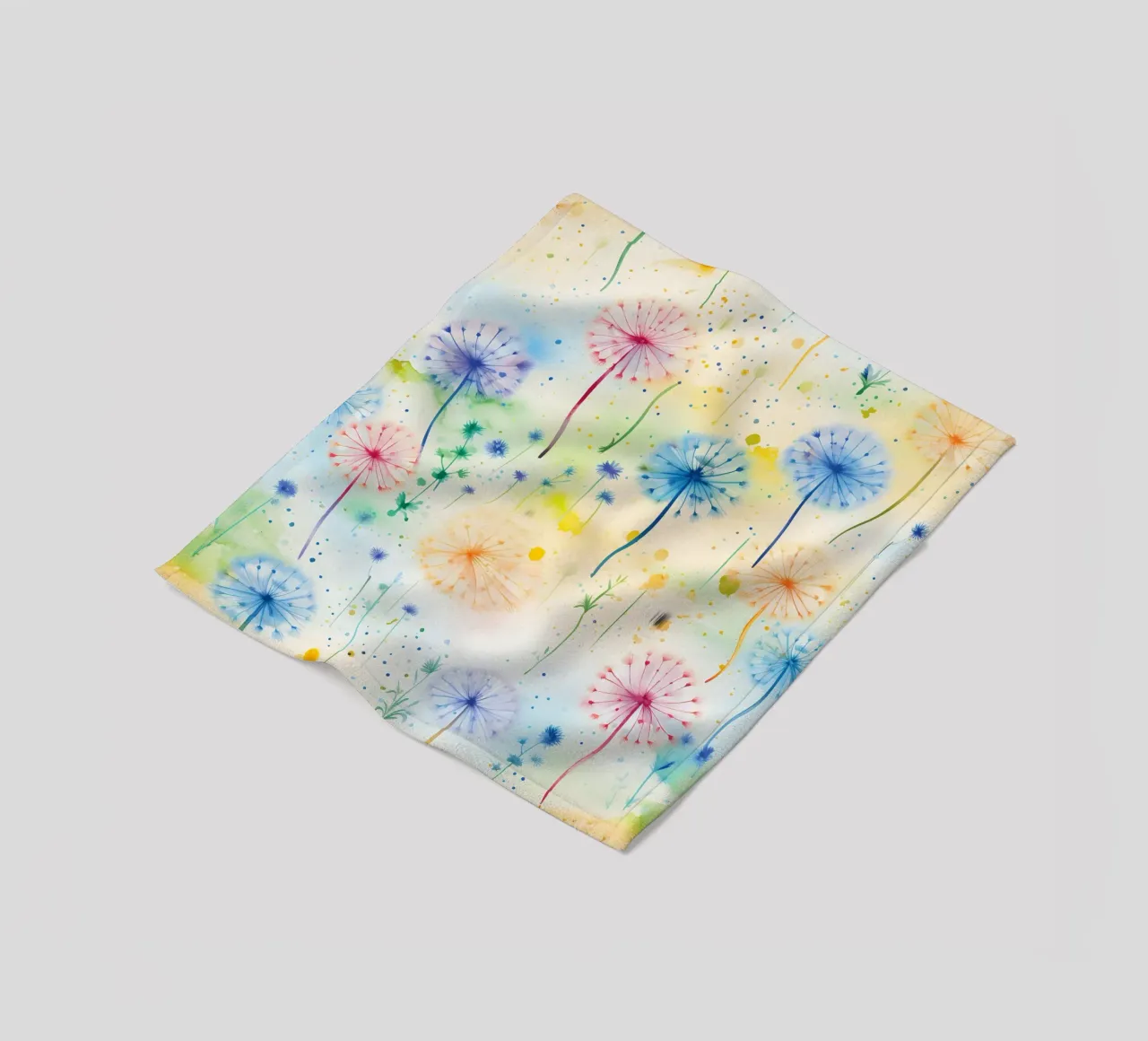 Rainbow Dandelions fleece blanket by Botanical Pattern House