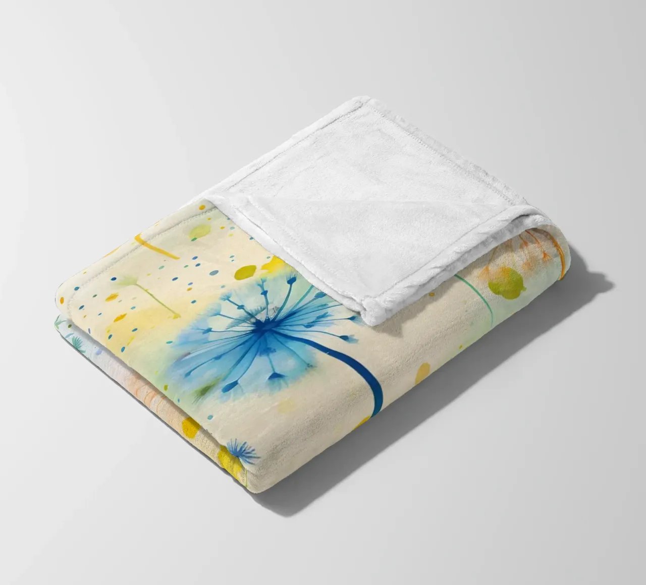 Rainbow Dandelions fleece blanket by Botanical Pattern House