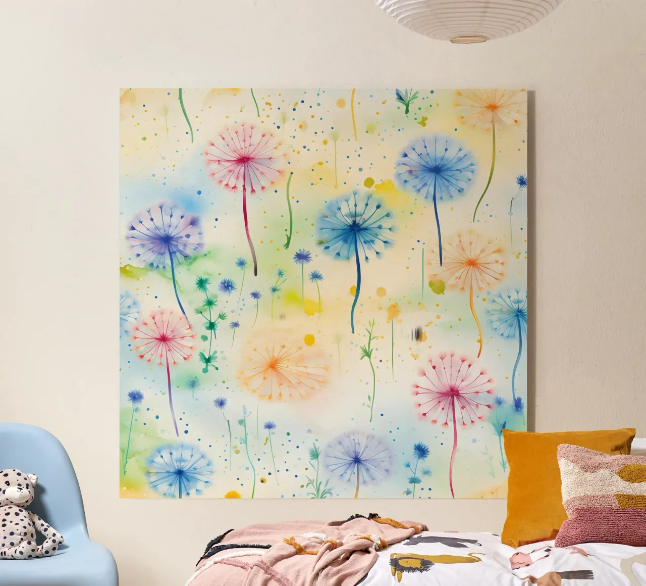 Rainbow Dandelions acrylic glass by Botanical Pattern House
