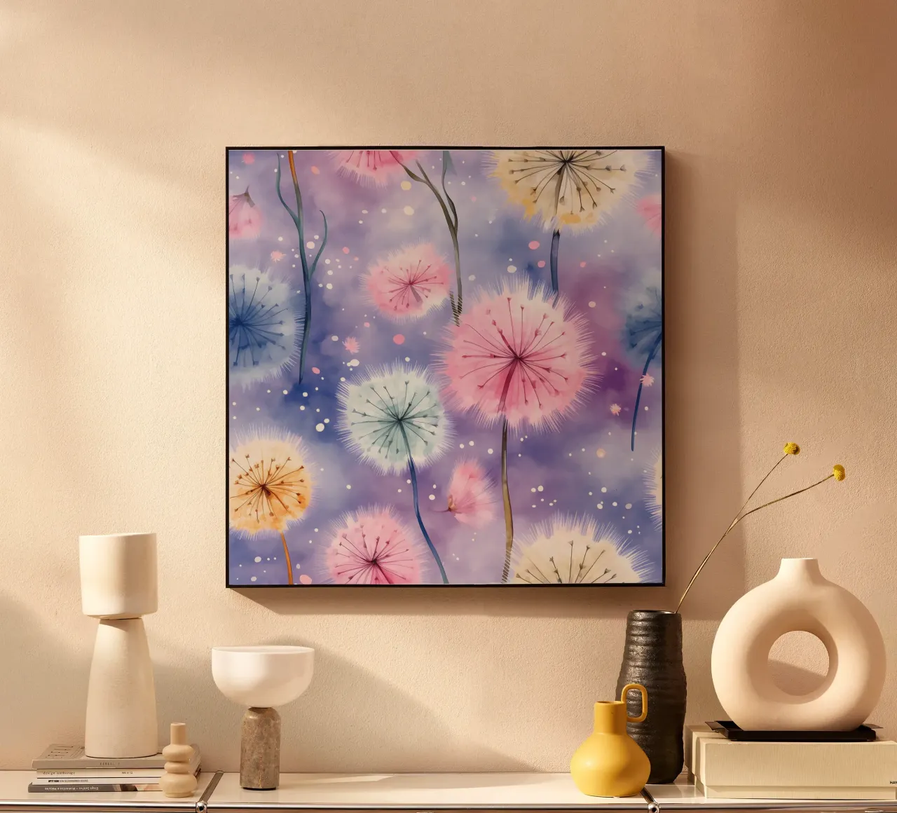 Denti di leone arcobaleno alluminio dibond da Botanical Pattern House
