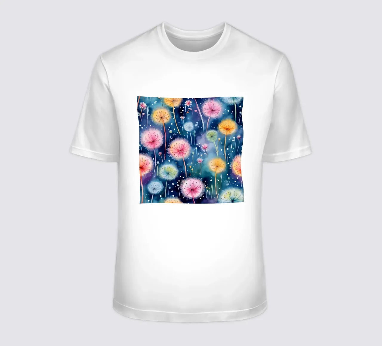 Denti di leone arcobaleno t-shirt da Botanical Pattern House