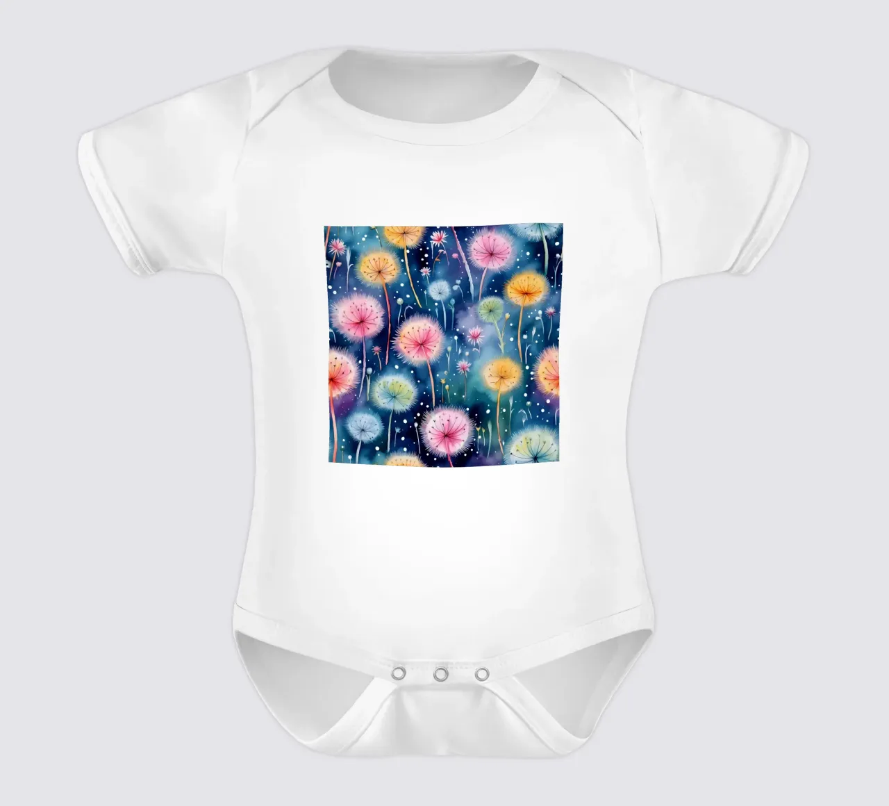 Denti di leone arcobaleno body neonato maniche corte da Botanical Pattern House