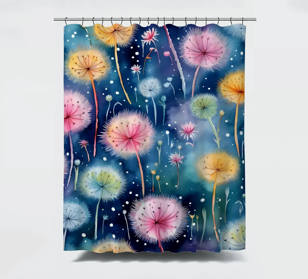 Regenbogen Löwenzahn Duschvorhang von Botanical Pattern House