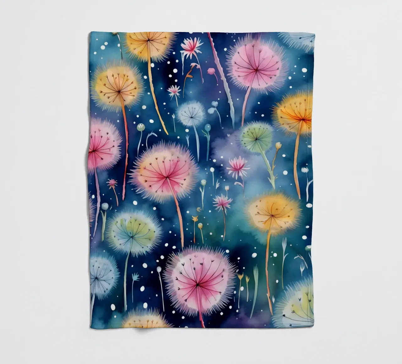 Denti di leone arcobaleno coperta in pile da Botanical Pattern House