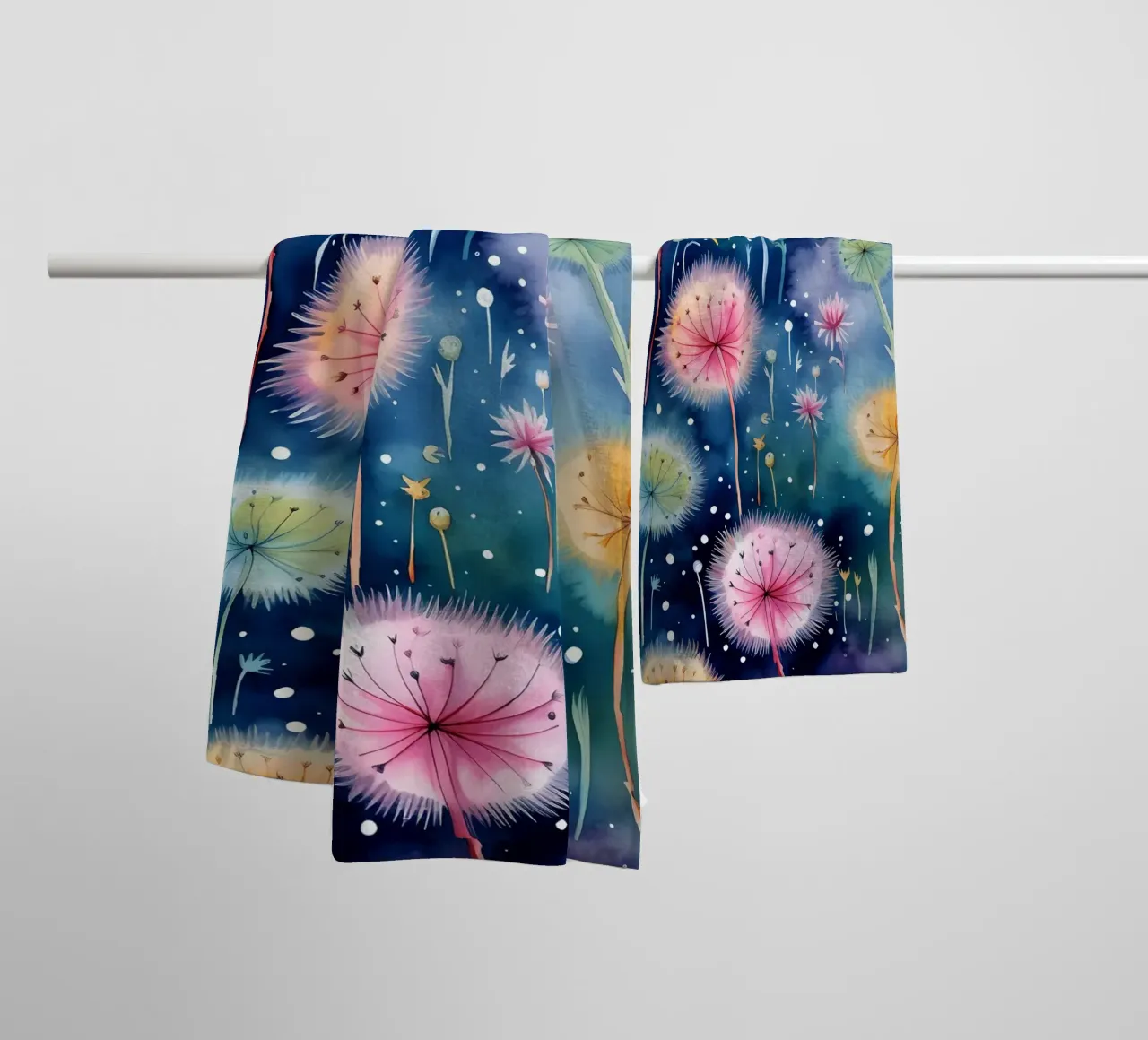 Denti di leone arcobaleno asciugamano da bagno da Botanical Pattern House