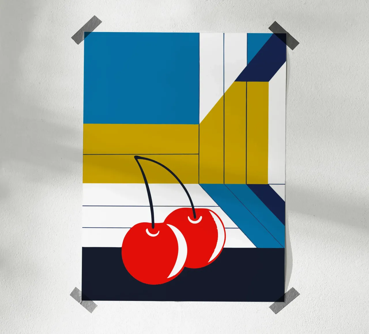 Rote Kirsche Frucht Poster mit Aluminium Rahmen von TODAY'S SHOP