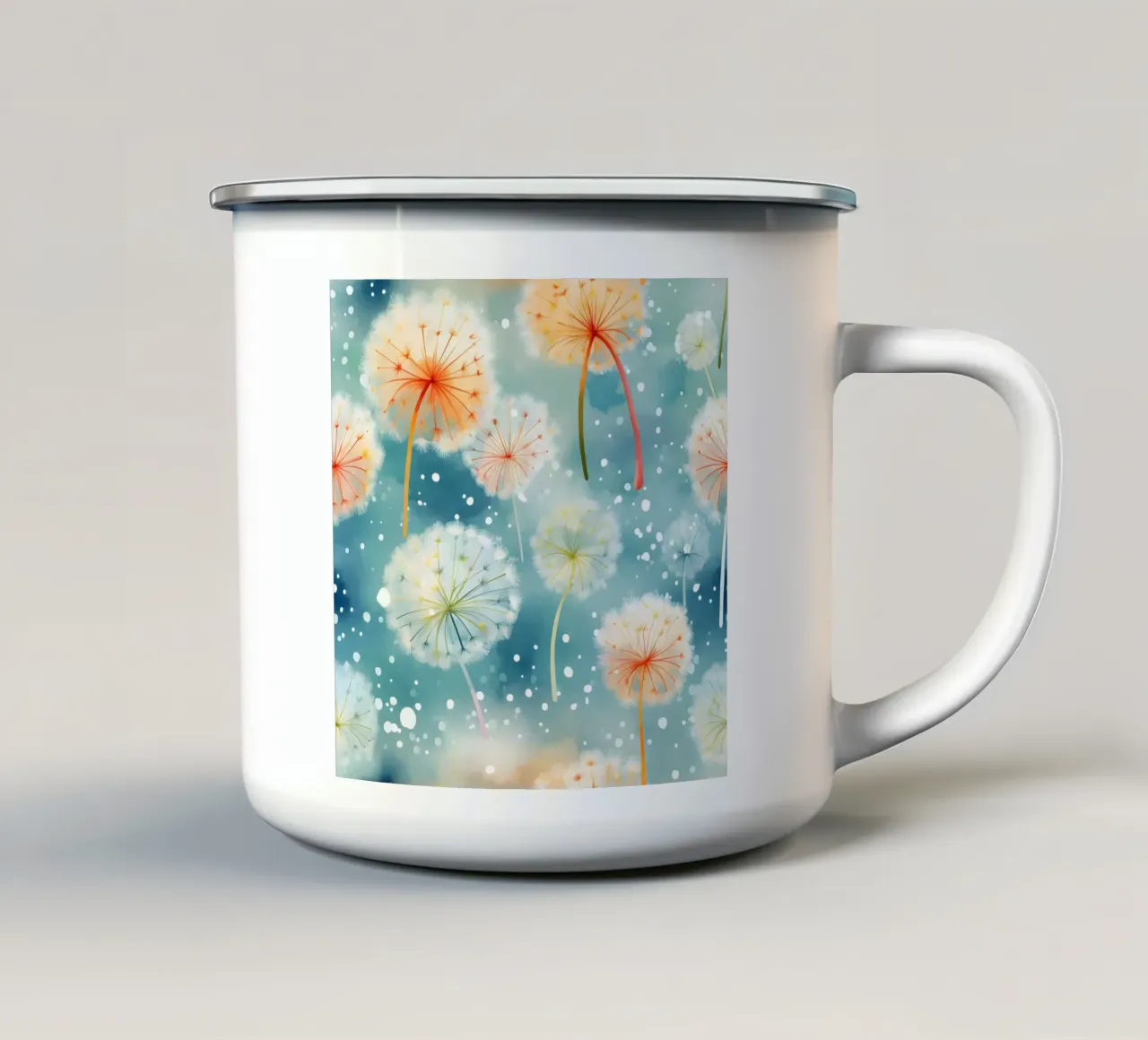 Denti di leone arcobaleno tazza in smalto da Botanical Pattern House