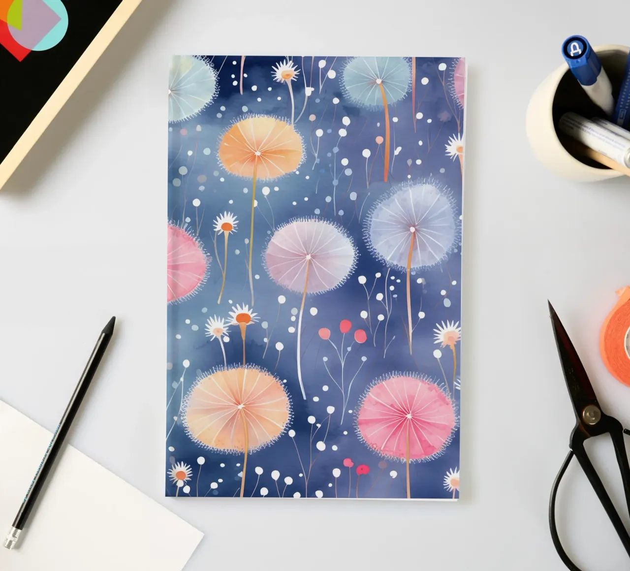 Rainbow Dandelions notebook by Botanical Pattern House