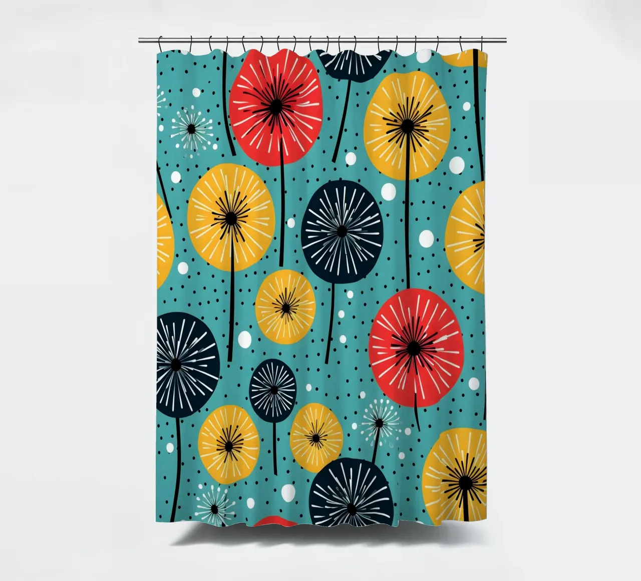 Dandelion retrò pop tenda da doccia da Botanical Pattern House