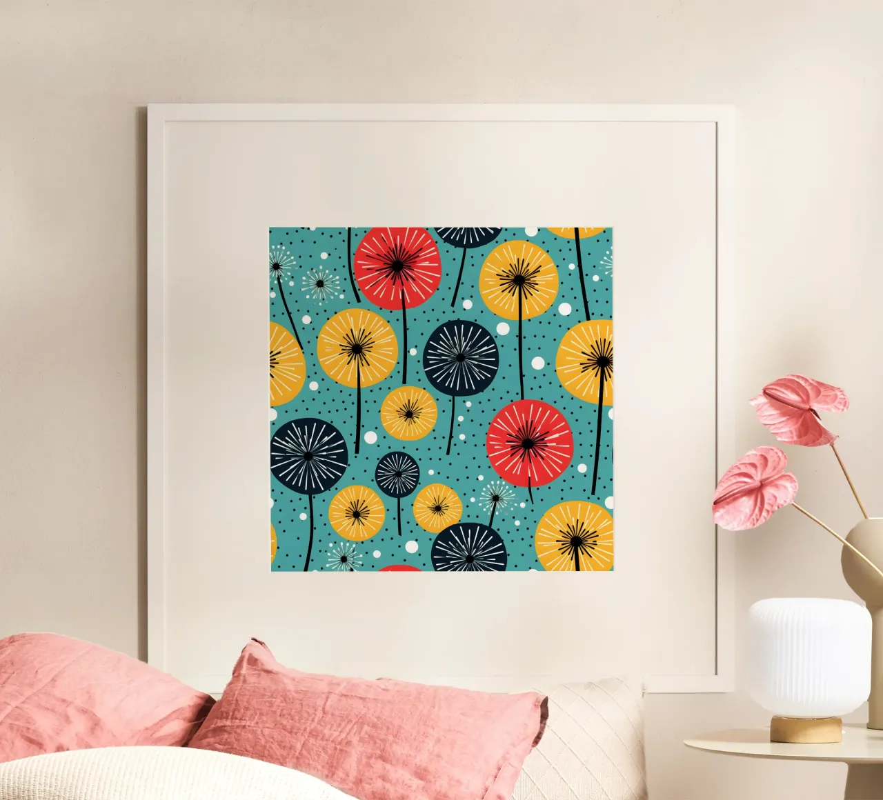 Dandelion retrò pop carta hahnemühle da Botanical Pattern House