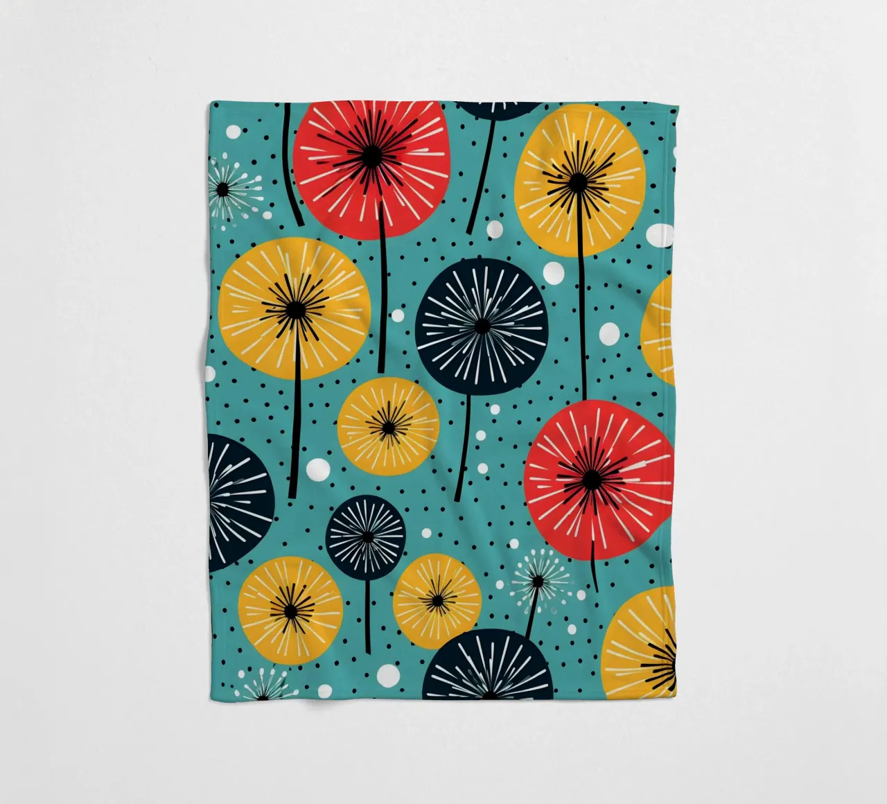 Dandelion retrò pop coperta in pile da Botanical Pattern House