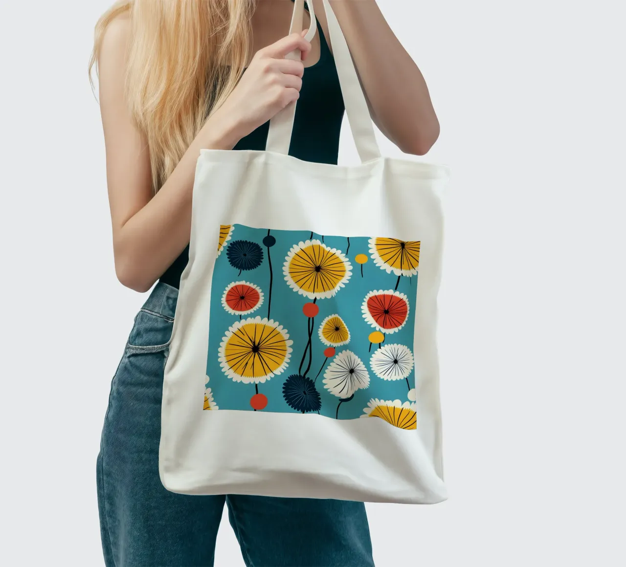 Dandelion retrò pop borsa in juta da Botanical Pattern House