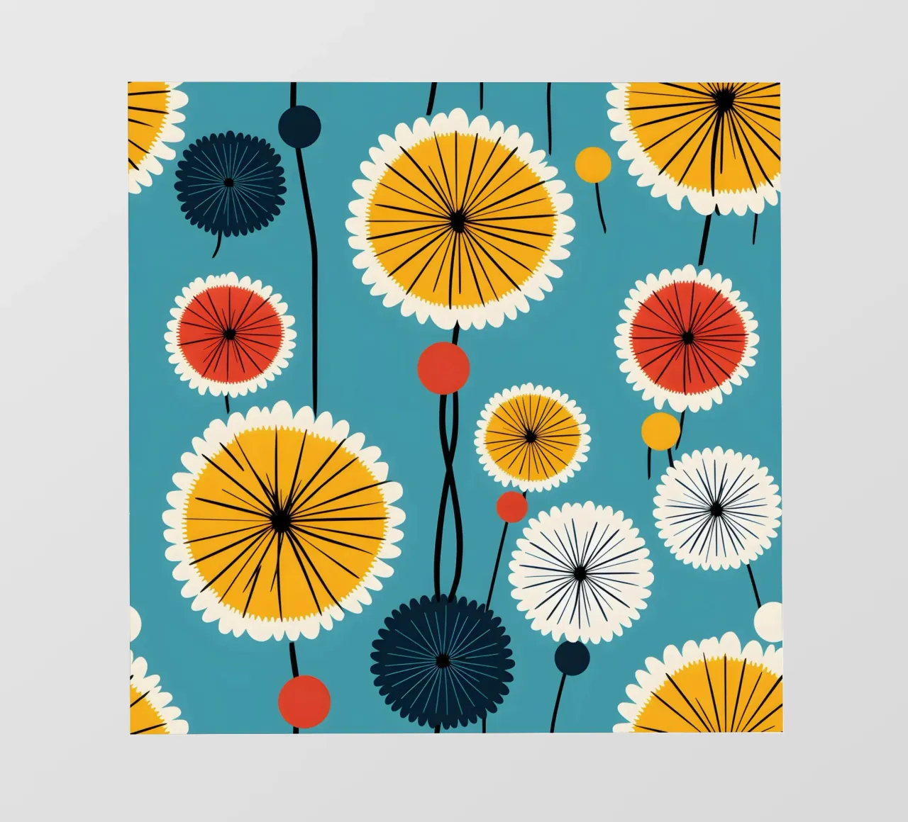 Dandelion retrò pop telo in pvc da Botanical Pattern House