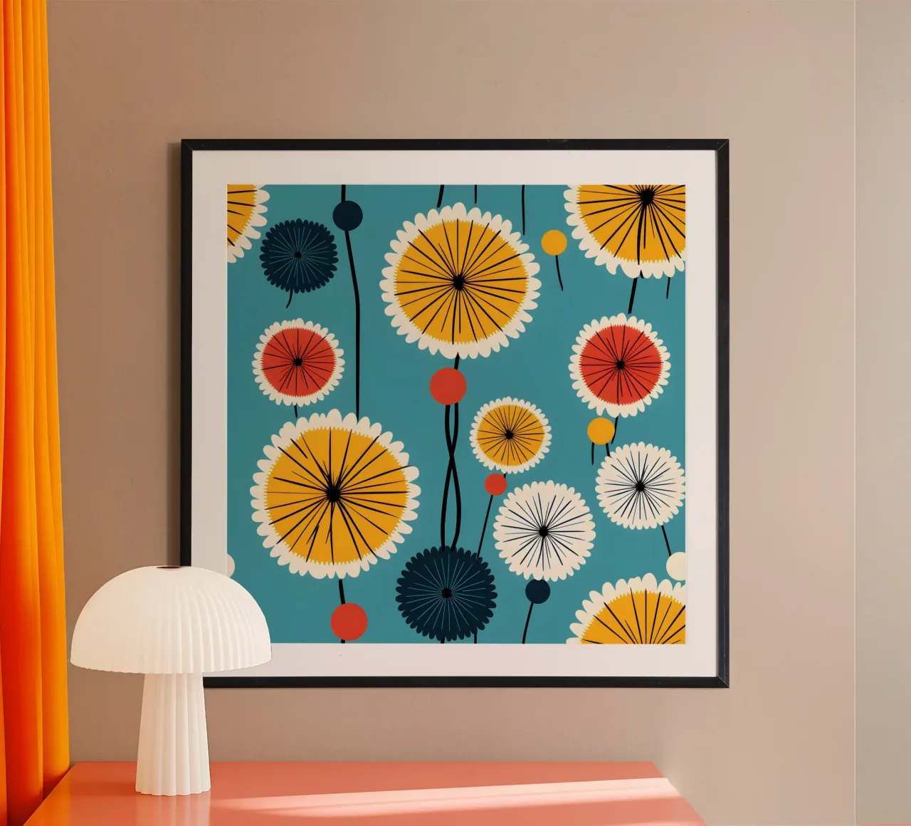 Dandelion retrò pop carta hahnemühle da Botanical Pattern House