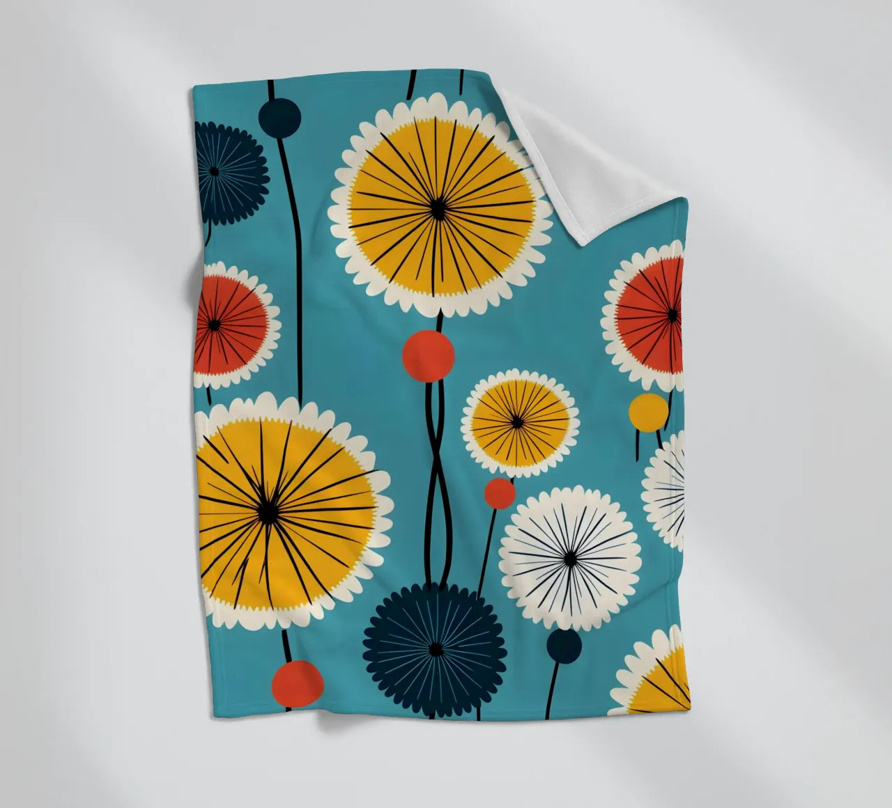 Dandelion retrò pop coperta in pile da Botanical Pattern House