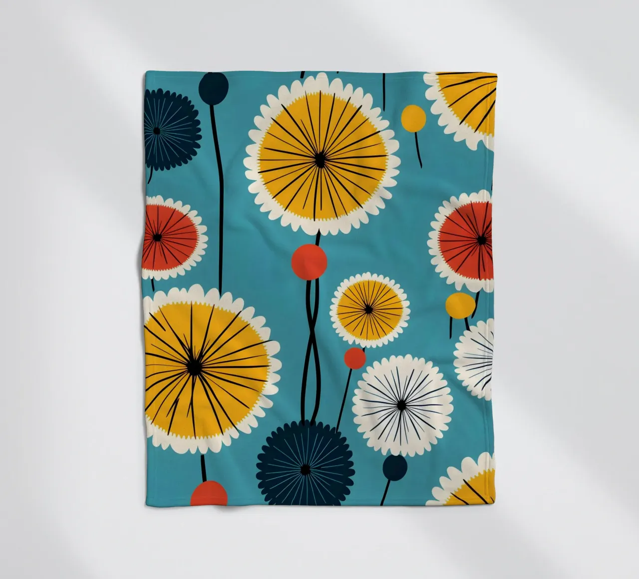 Dandelion retrò pop coperta in pile da Botanical Pattern House
