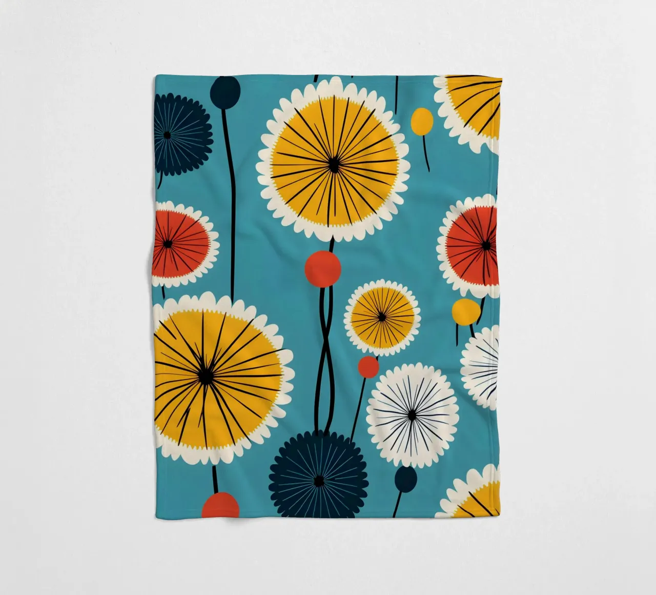 Dandelion retrò pop coperta in pile da Botanical Pattern House