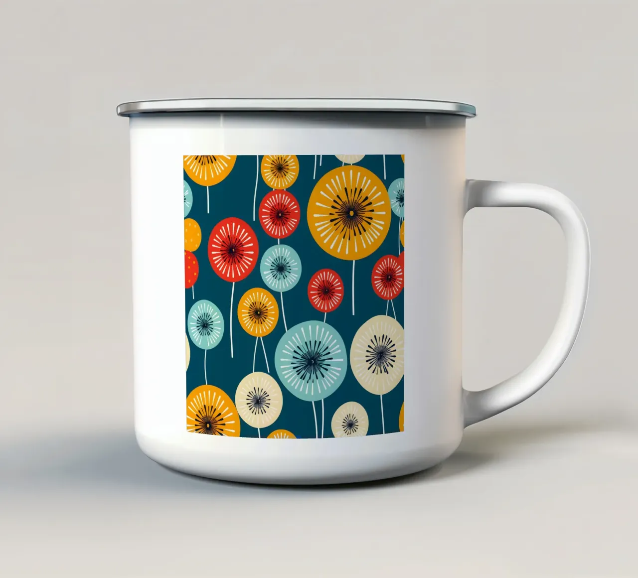 Dandelion retrò pop tazza in smalto da Botanical Pattern House