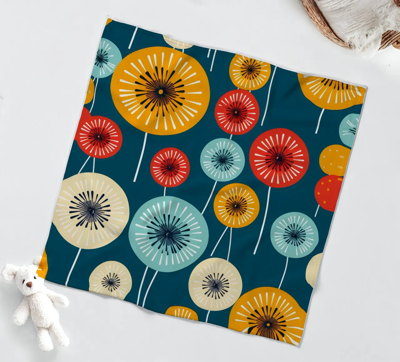 Dandelion retrò pop coperta in pile da Botanical Pattern House