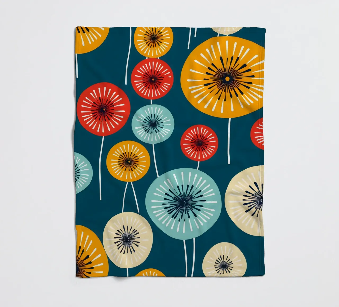 Dandelion retrò pop coperta in pile da Botanical Pattern House