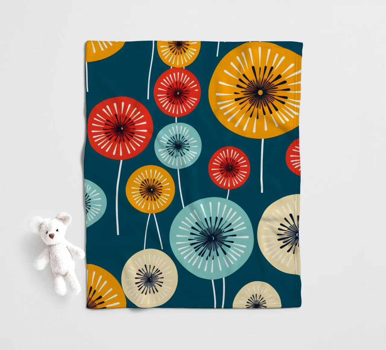 Dandelion retrò pop coperta in pile da Botanical Pattern House