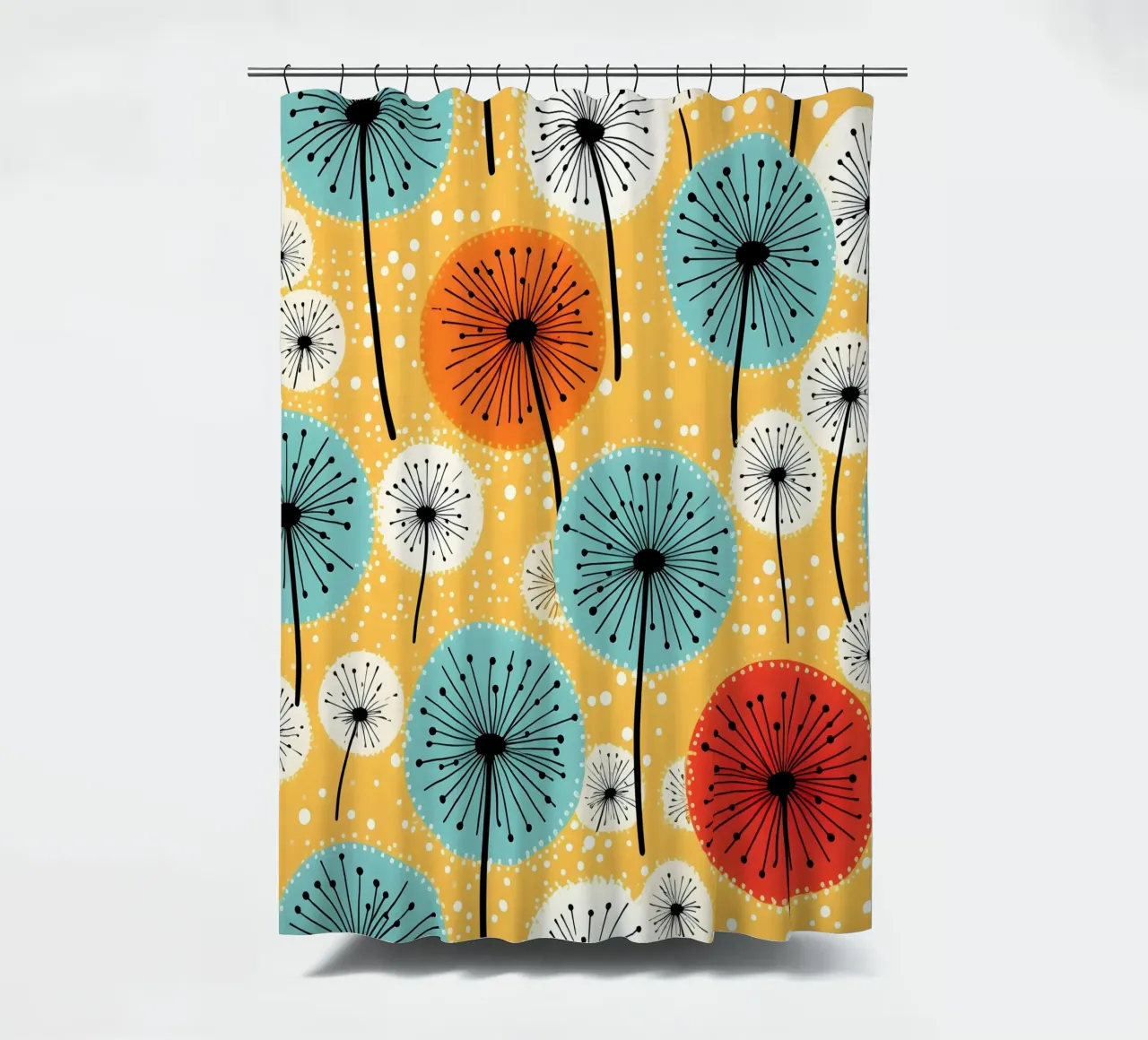 Dandelion retrò pop tenda da doccia da Botanical Pattern House