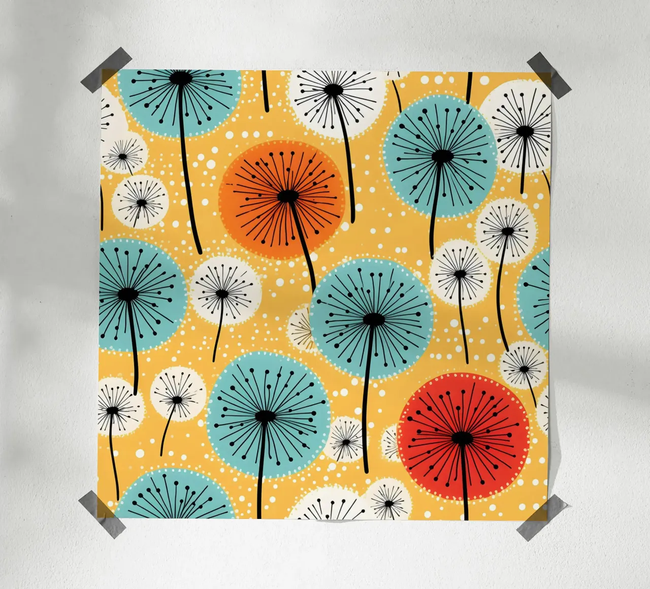 Retro Pop Pusteblumen Poster von Botanical Pattern House