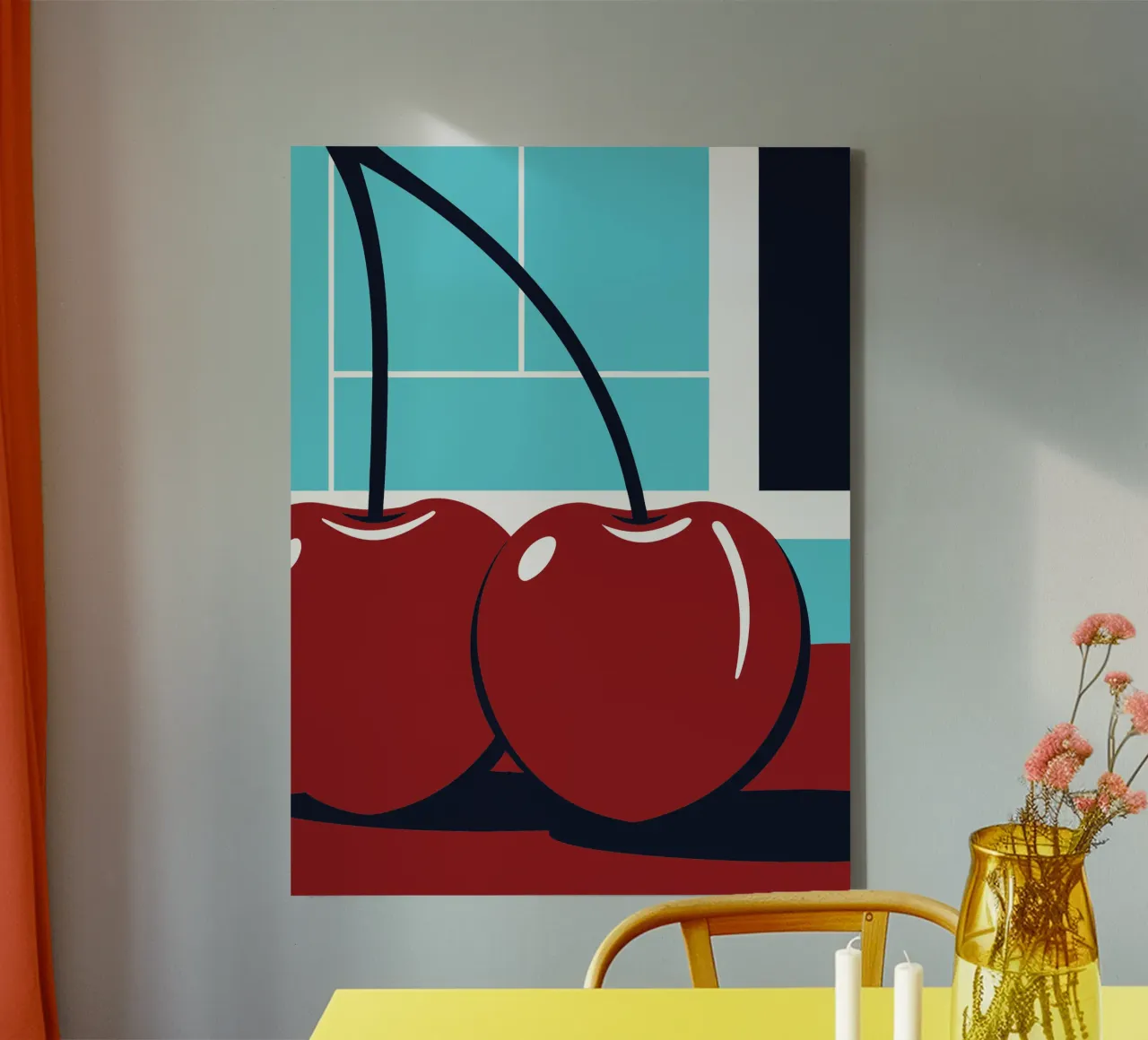 Red Cherry Fruit canvas with Floater frame by TODAY'S SHOP