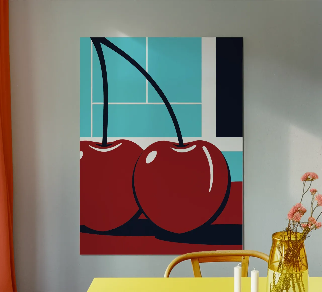 Frutti di ciliegia rossa poster con telaio in alluminio da TODAY'S SHOP