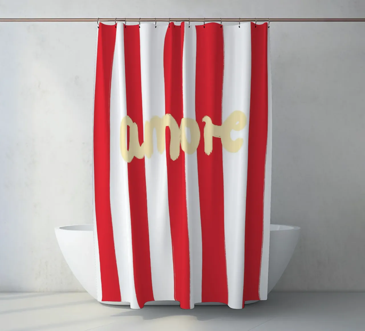 Amore Striped shower curtain by Poster Print Studio