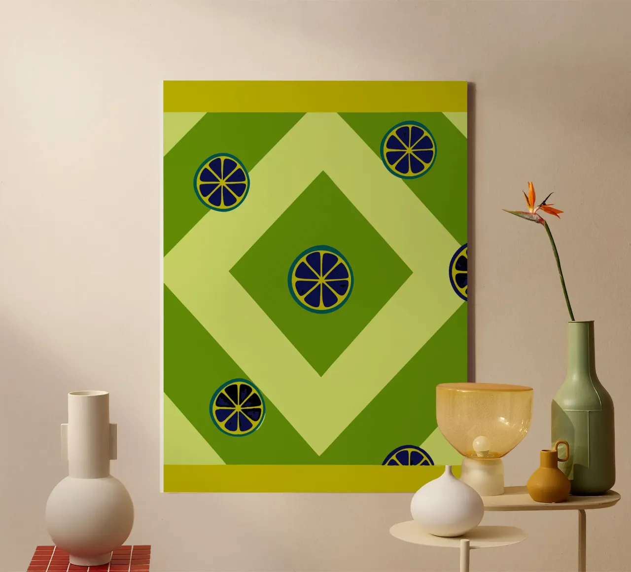 Frutta verde arancione tela con Cornice a cassetta da TODAY'S SHOP