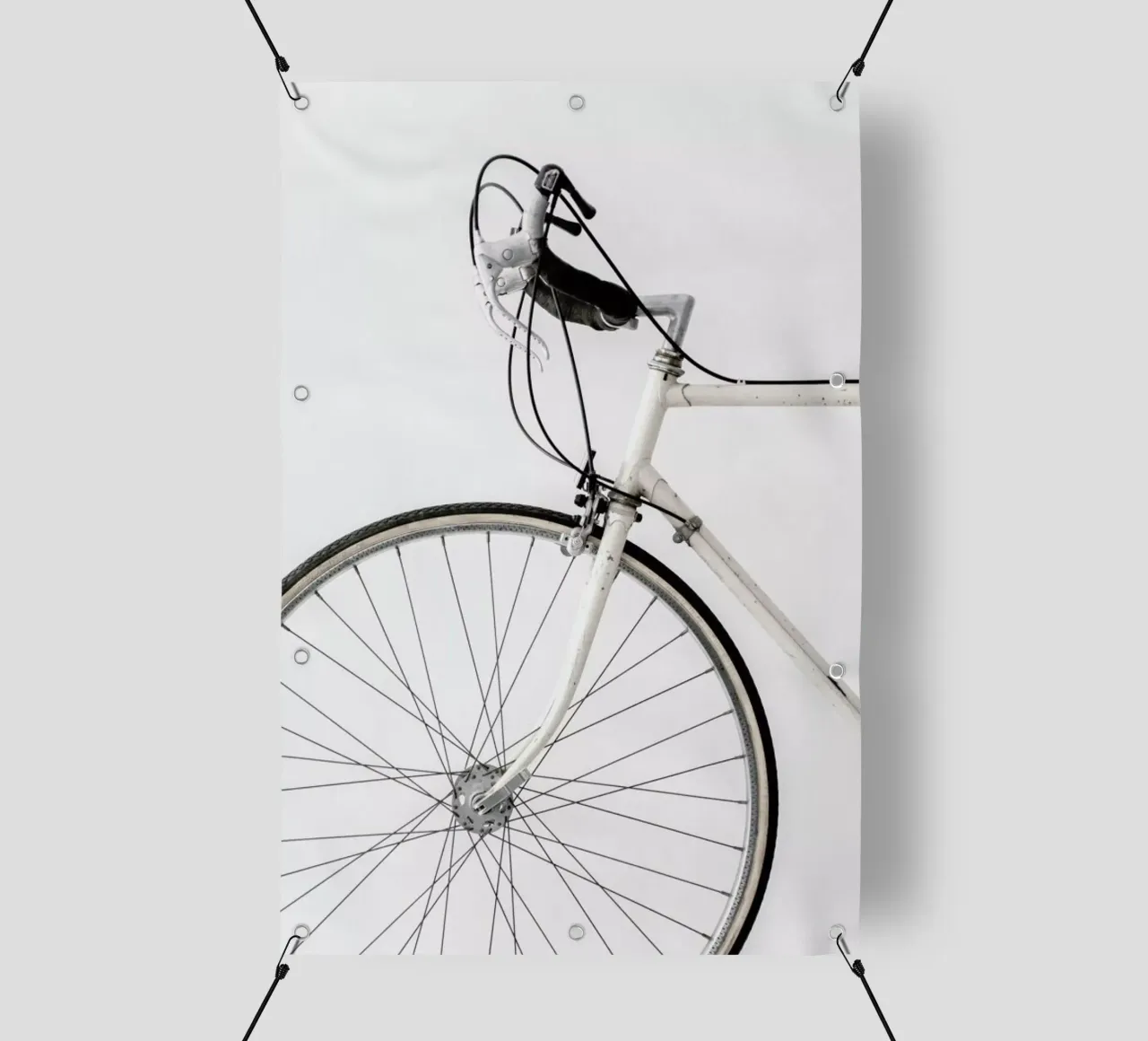 White Minimal Bicycle Love telo in pvc da Studio Nahili