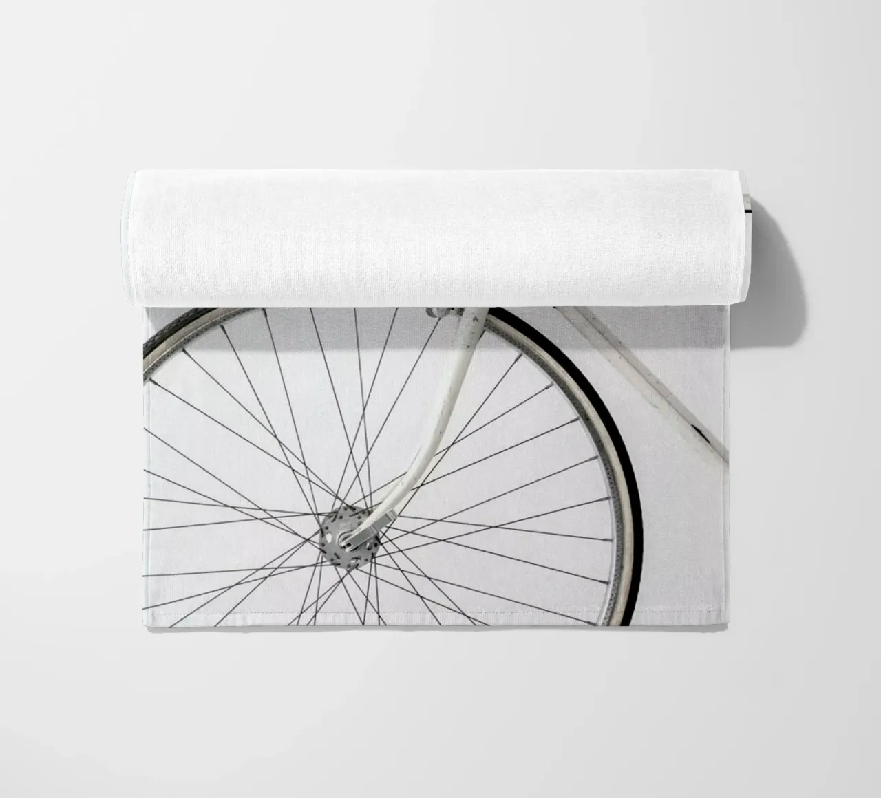 White Minimal Bicycle Love beach towel by Studio Nahili