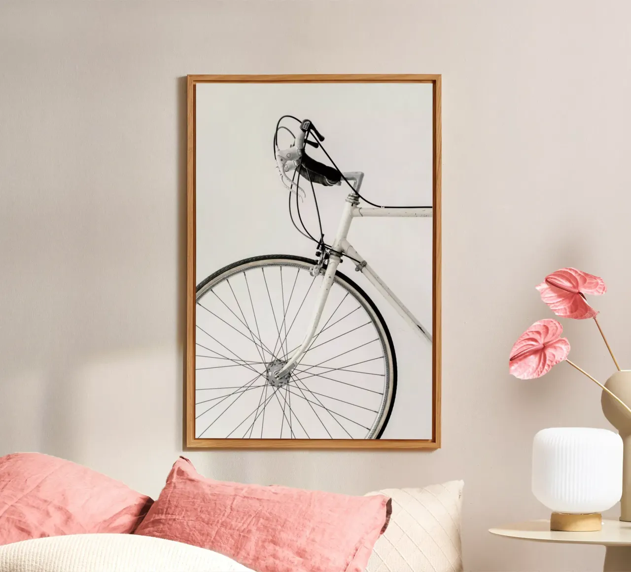 White Minimal Bicycle Love alu-dibond by Studio Nahili