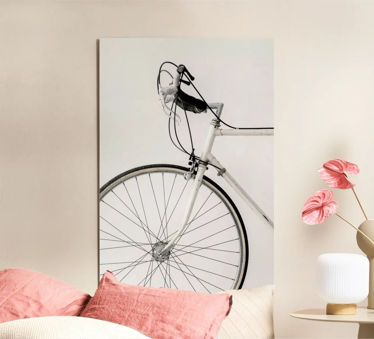 White Minimal Bicycle Love alu-dibond by Studio Nahili