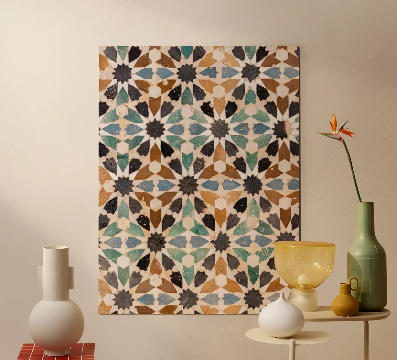 Piastrelle a mosaico Alhambra, Granada Spagna poster con telaio in legno da Dagmar Pels