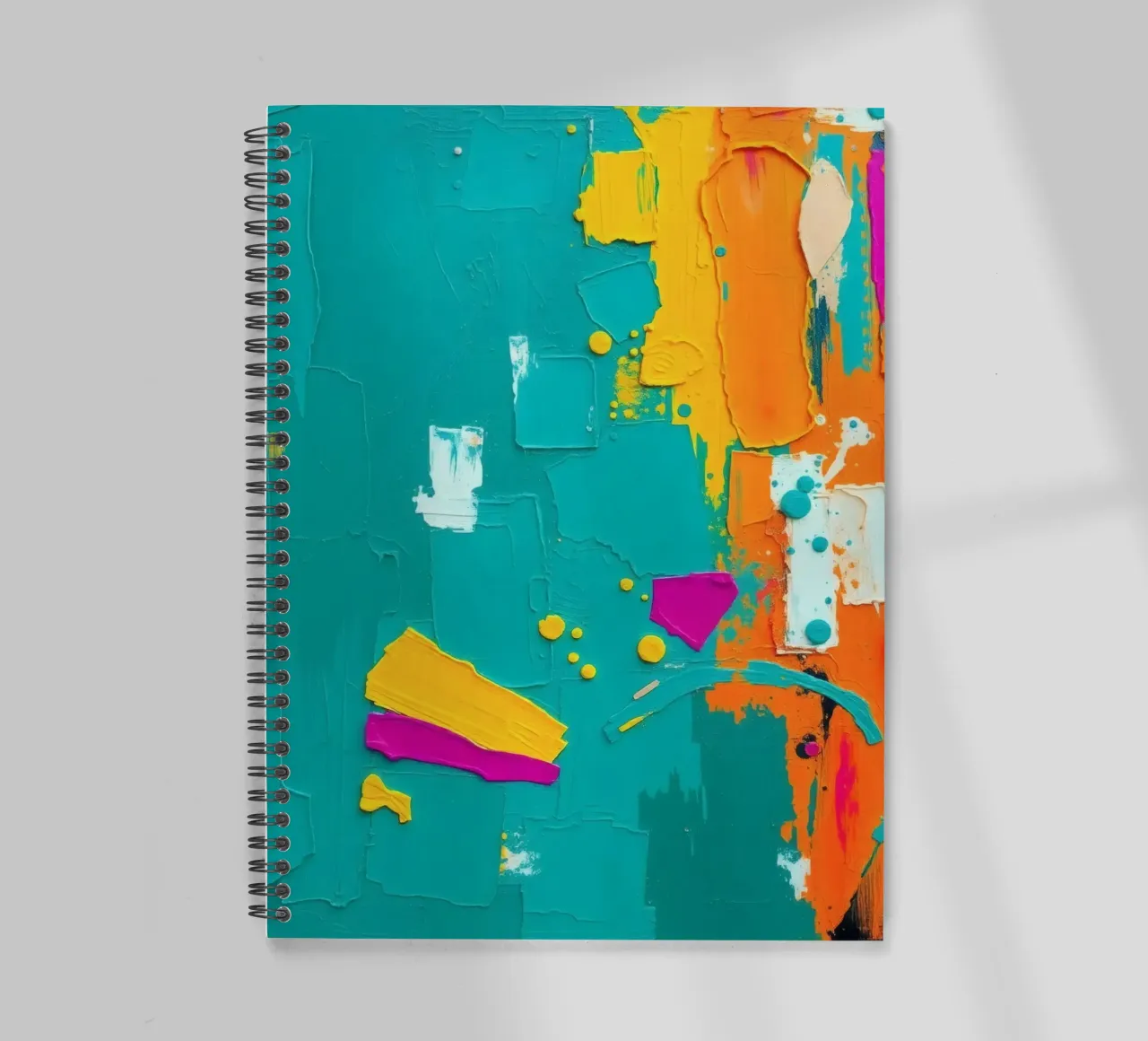 abstract artwork showcasing bold colors and textured brushst spiral notebook by DesignDoodle