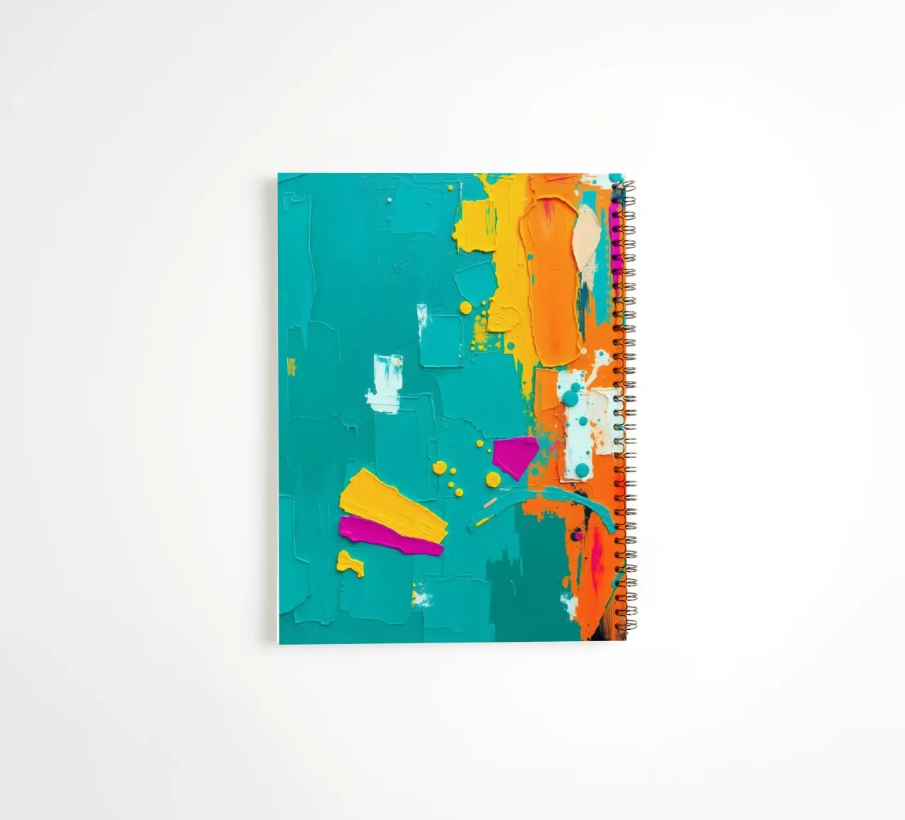 abstract artwork showcasing bold colors and textured brushst spiral notebook by DesignDoodle